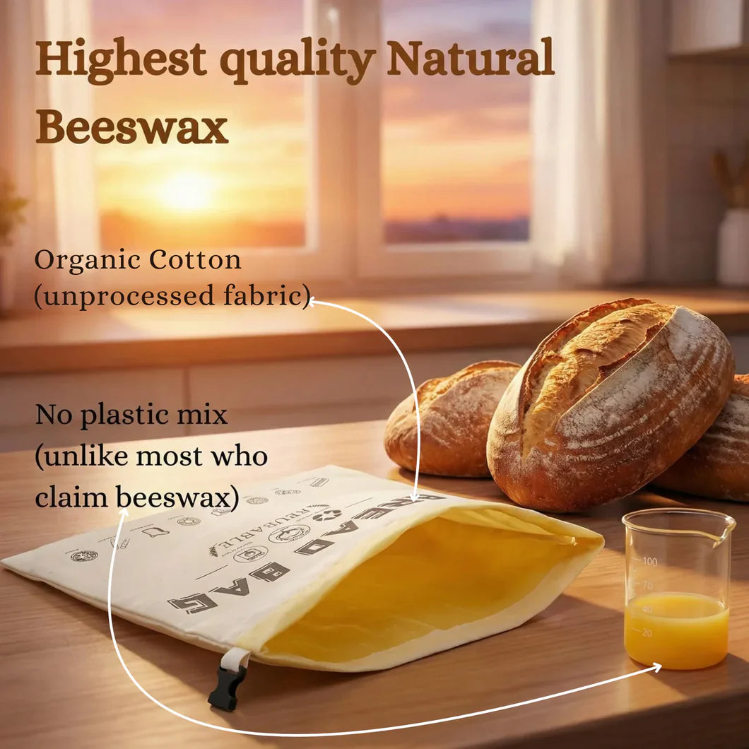 Premium 100% Cotton-Beeswax Bread Bags 🐝🍯