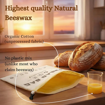 Premium 100% Cotton-Beeswax Bread Bags 🐝🍯